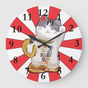 Reloj Redondo Grande Gato afortunado B