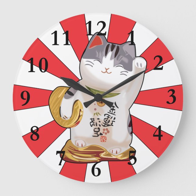 Reloj Redondo Grande Gato afortunado B (Anverso)