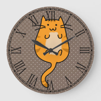Reloj Redondo Grande Gato anaranjado lindo