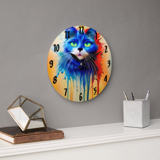 Reloj Redondo Grande Gato animal de inteligencia artificial (Oficina)