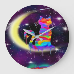 Reloj Redondo Grande Gato arcoiris