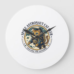 Reloj Redondo Grande Gato Astronauta Espacial Regalo para Papá Gato - A