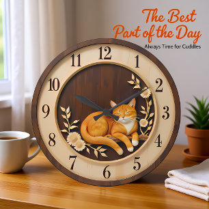 Reloj Redondo Grande Gato Atigrado Naranja Sonriente Naturaleza