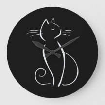 Gato blanco minimalista en negro Añadir nombre