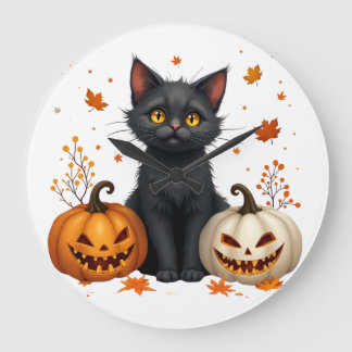 Reloj Redondo Grande gato calabaza