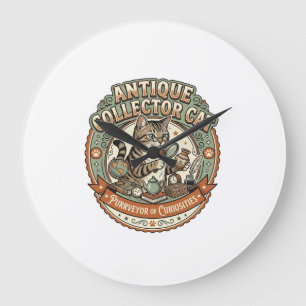 Reloj Redondo Grande Gato Coleccionista de Antigüedades Gato Coleccioni