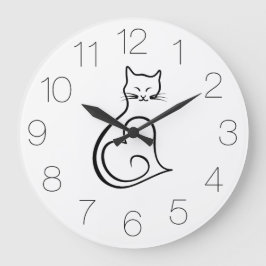 Reloj Redondo Grande Gato - Corazón