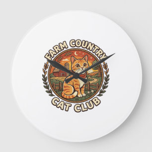 Reloj Redondo Grande Gato de campo - Regalo para amantes de gatos de ca