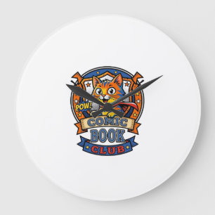 Reloj Redondo Grande Gato de Cómic Regalo para Mamá Gato - Gato de Cómi