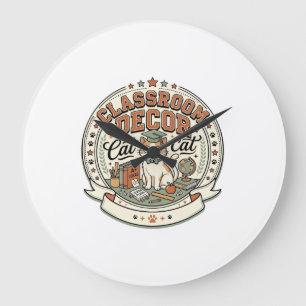 Reloj Redondo Grande Gato de decoración de aula Gato de decoración de a