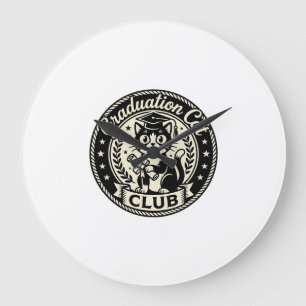 Reloj Redondo Grande Gato de graduación Gato divertido Gráfico - Gato d