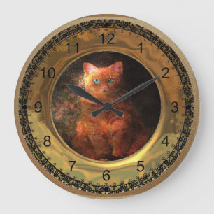 Reloj Redondo Grande Gato de la grasa del Victorian