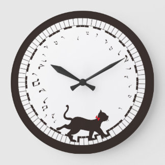 Reloj Redondo Grande Gato de música