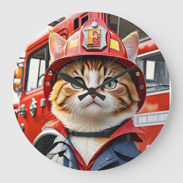 Reloj Redondo Grande Gato de tabla suave en acuarela uniforme para bomb (Anverso)