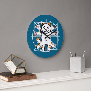 Reloj Redondo Grande Gato de Vitruvio