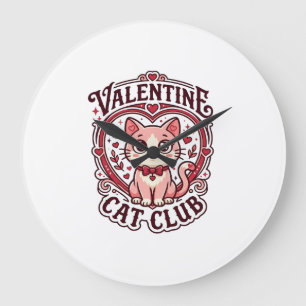 Reloj Redondo Grande Gato del Día de San Valentín Diseño divertido para
