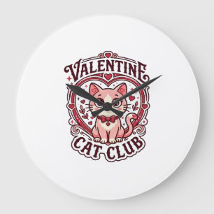 Reloj Redondo Grande Gato del día de San Valentín Diseño divertido para