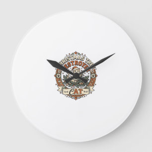 Reloj Redondo Grande Gato Destructor de Árbol de Navidad Árbol de Navid