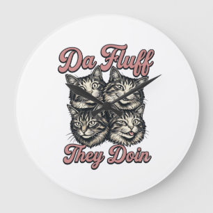 Reloj Redondo Grande Gato Divertido Grabado Antiguo Da Fluff They Doin 