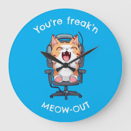 Reloj Redondo Grande Gato Divertido Meow Freakeando