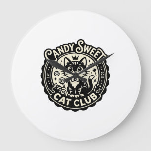 Reloj Redondo Grande Gato Dulce Caramelo Gráfico de Gato Divertido - Ga
