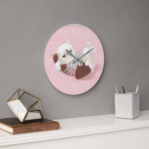 Reloj Redondo Grande Gato en el teléfono