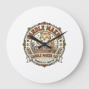 Reloj Redondo Grande Gato fabricante de velas Gato fabricante de velas 