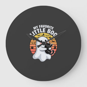 Reloj Redondo Grande Gato Fantasma de Halloween Little Boo