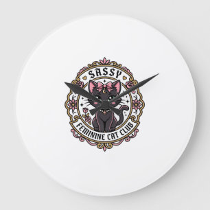 Reloj Redondo Grande Gato Femenino Sassy Diseño Divertido para Amantes