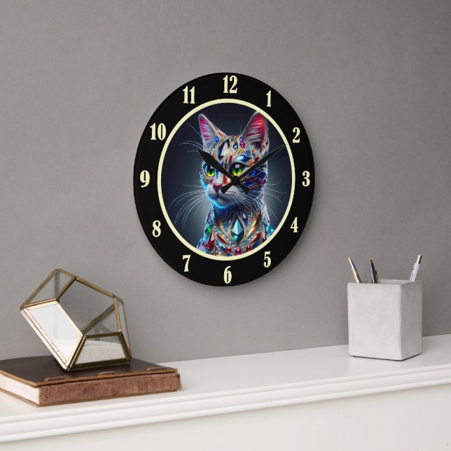 Reloj Redondo Grande Gato Joya (Oficina)
