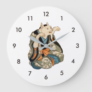 Reloj Redondo Grande Gato Kimono, Utagawa Yoshifuji, Ukiyo-e