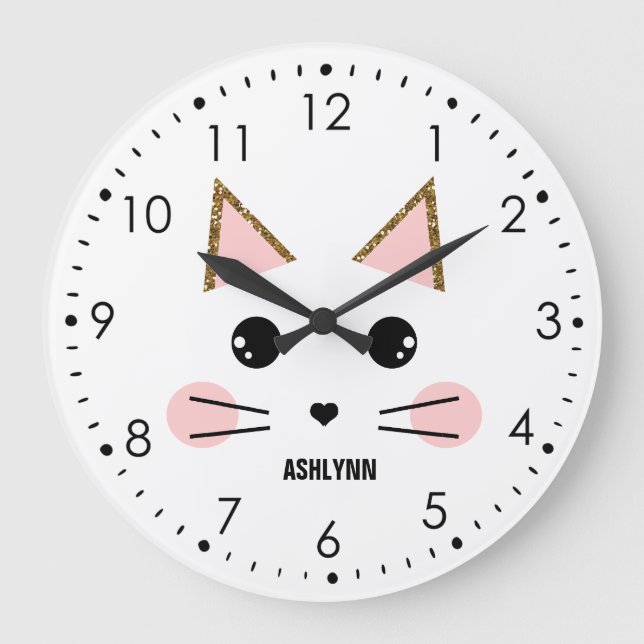Reloj Redondo Grande Gato Kitty (Anverso)
