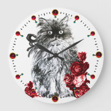 GATO KITTY, KITTEN CON ROSAS ROJAS, Blanco Negro