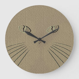 Reloj Redondo Grande Gato Kitty Whiskers Brown con ojos verdes