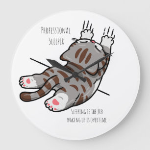 Reloj Redondo Grande Gato Lindo, Gato Divertido, Durmiente Profesional