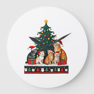 Reloj Redondo Grande Gato Navidad Divertido Feo Mujeres Hombres Regalo