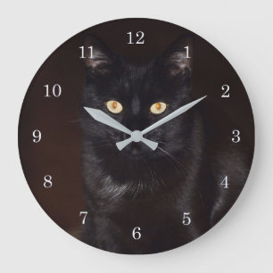 Reloj Redondo Grande Gato negro