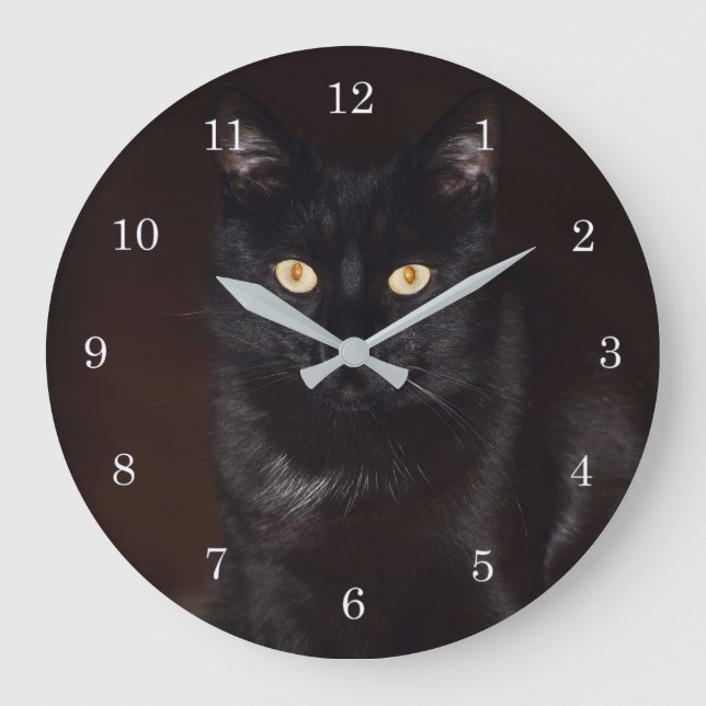 Reloj Redondo Grande Gato negro (Anverso)