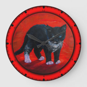 Reloj Redondo Grande Gato negro del gatito