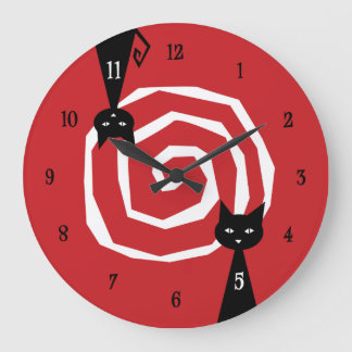 Reloj Redondo Grande Gato negro elegante