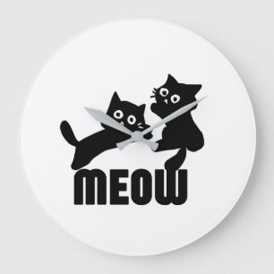 Reloj Redondo Grande gato negro, miau