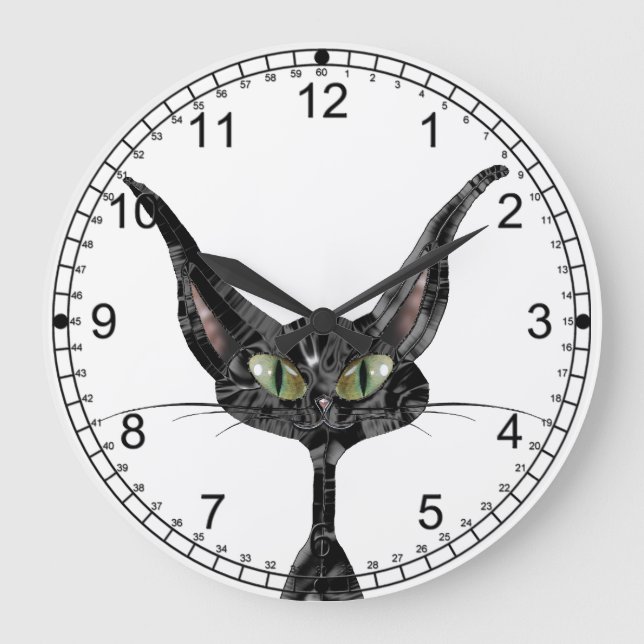 Reloj Redondo Grande Gato negro supersticioso (Anverso)