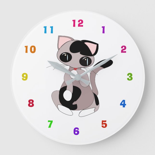 Reloj Redondo Grande Gato pequeño - (Anverso)