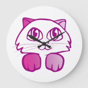 Reloj Redondo Grande Gato púrpura