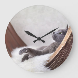 Reloj Redondo Grande Gato relajado
