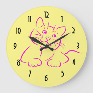 Reloj Redondo Grande Gato rosado lindo del gatito