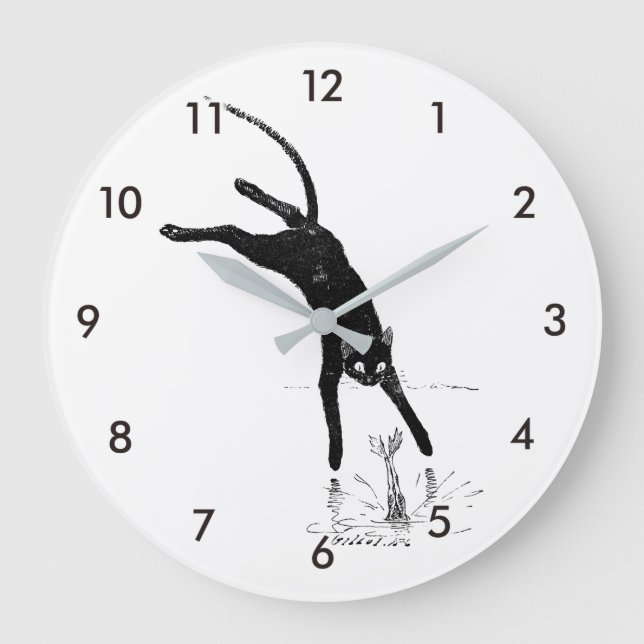 Reloj Redondo Grande Gato saltando al estanque, Alexandre Steinlen (Anverso)