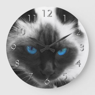 Reloj Redondo Grande Gato siamés