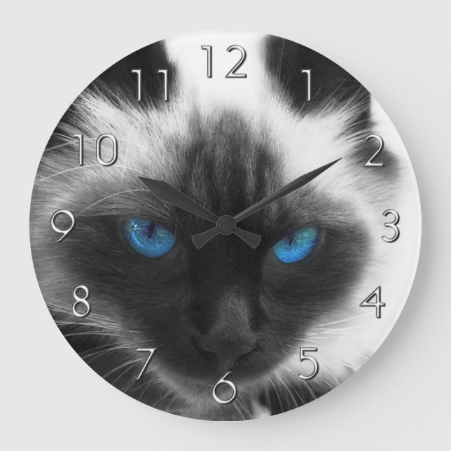 Reloj Redondo Grande Gato siamés (Anverso)