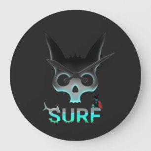 Reloj Redondo Grande Gato Skull Graffiti Surf